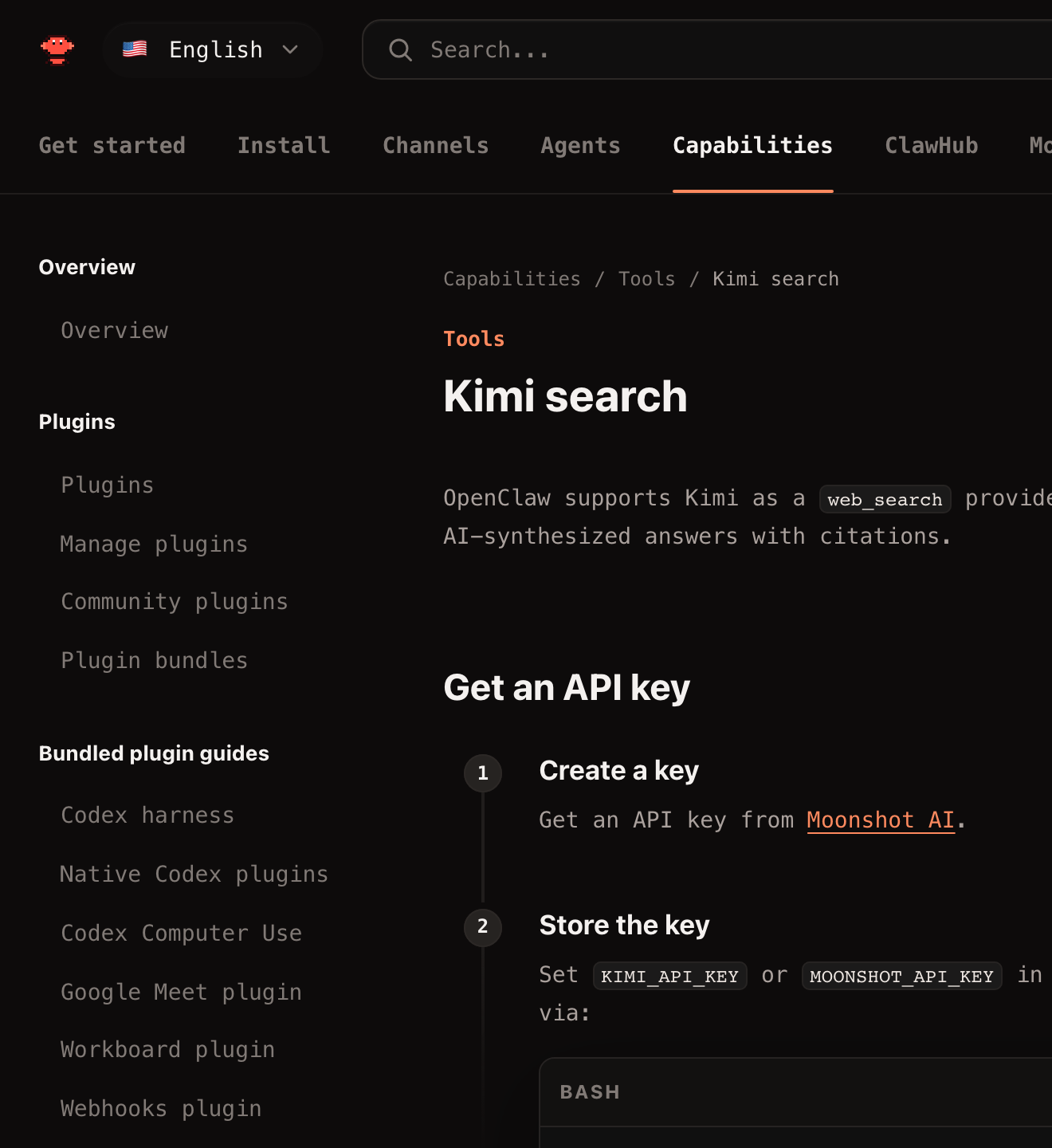 Before: active Kimi search sidebar item is below the visible rail